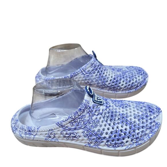 Sport Blue White Slip On Garden Casual Beach Poolside Summer Footwear 41/9.5 - Picture 4 of 6